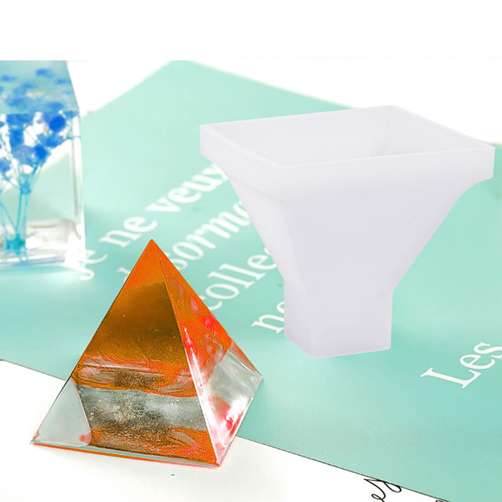 Gcroet Lot De 4 Moules Silicone Pyramide Géométrique 3D – Cônes Porte-Bagues Résine Époxy, Formes Élégantes Pour Bijoux DIY