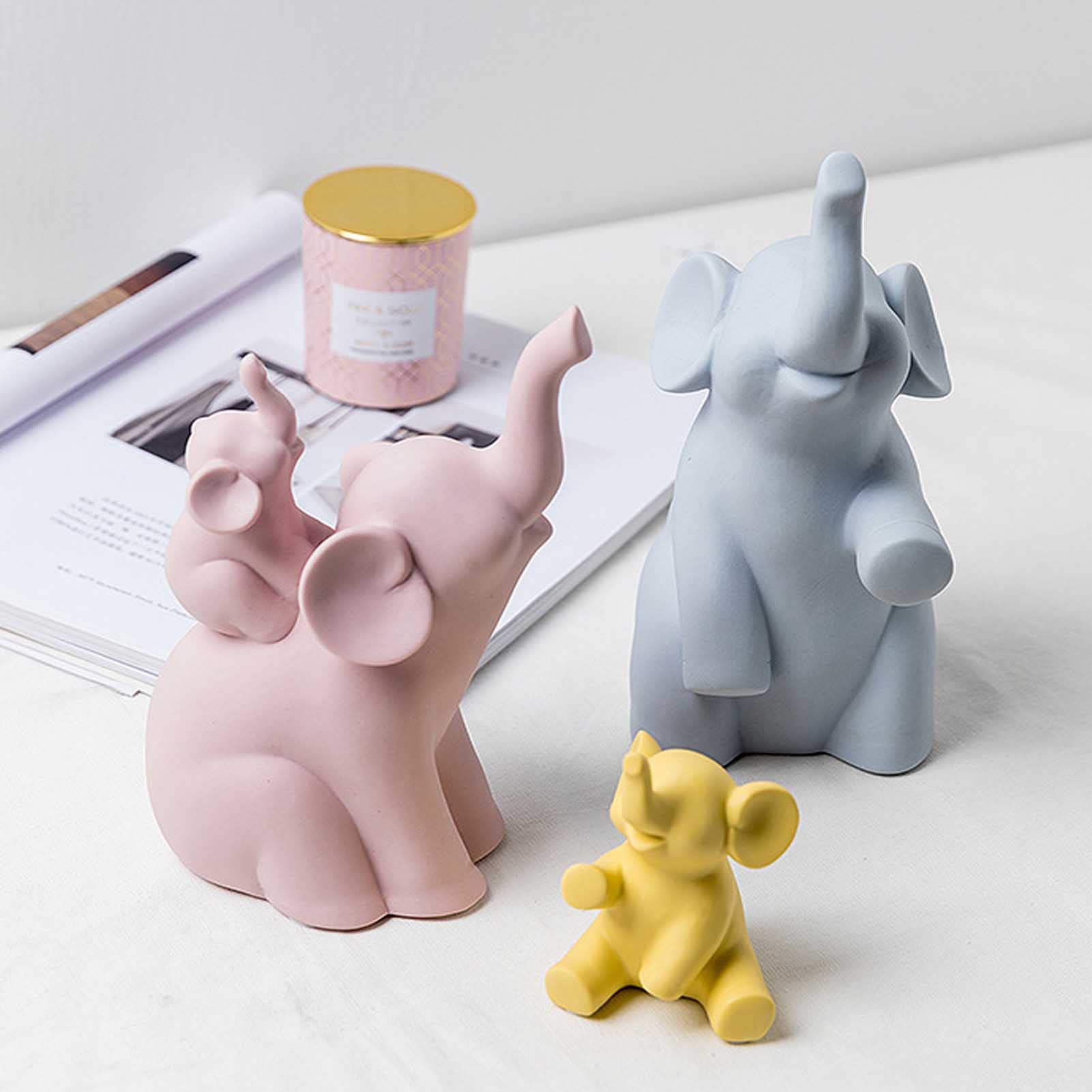 Statua Ceramica Elefante, Scultura Astratta Moderna in Ceramica Decorativa per l'arredamento della scrivania della libreria dell'ufficio Domestico - Perfetta Decorazione per la casa