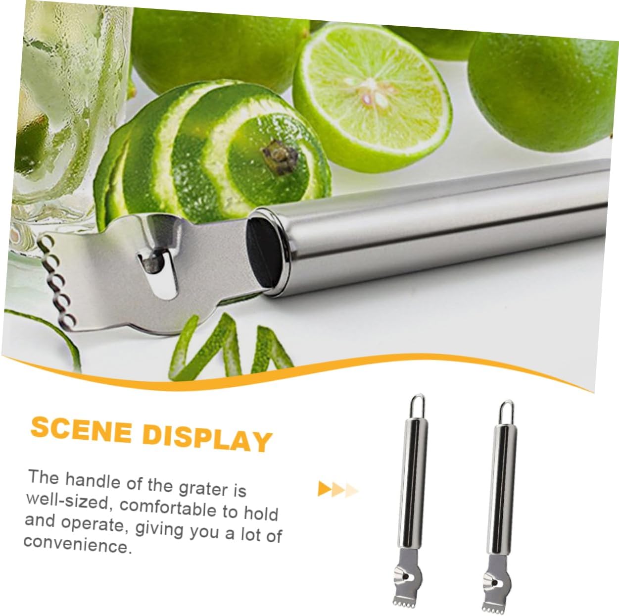 2pcs Lemon Zester Peeler Stainless Steel Citrus Peeler for Baking Cooking Camping