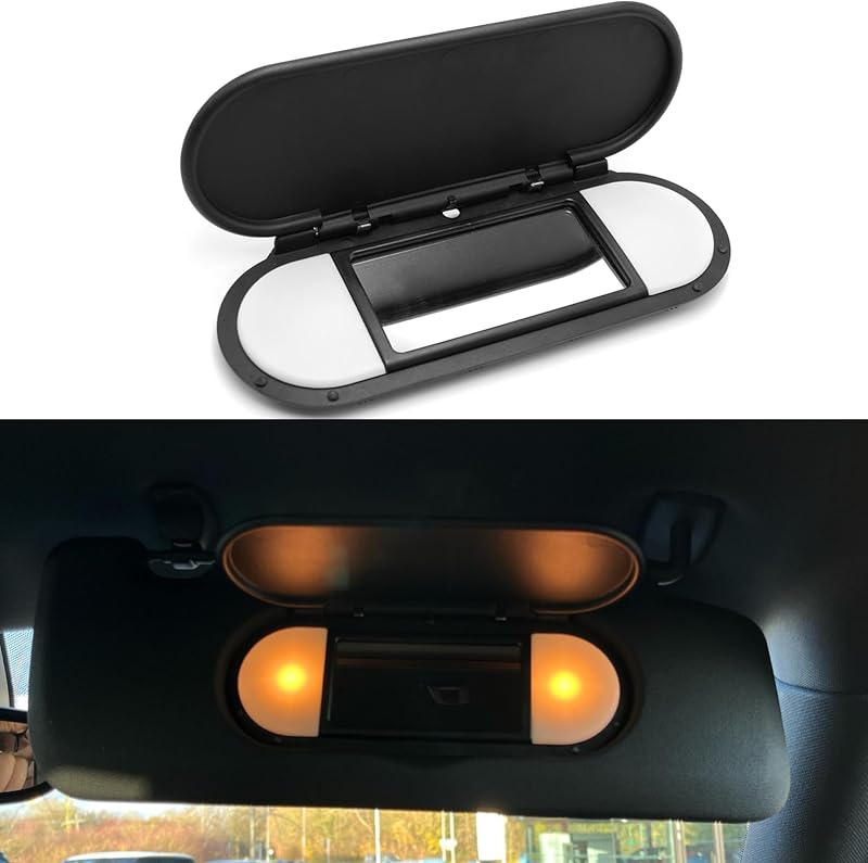 Espelho de maquiagem com tampa para para-sol do Mini Cooper F55 F56 F60, preto, Abodvu, 1 unidade