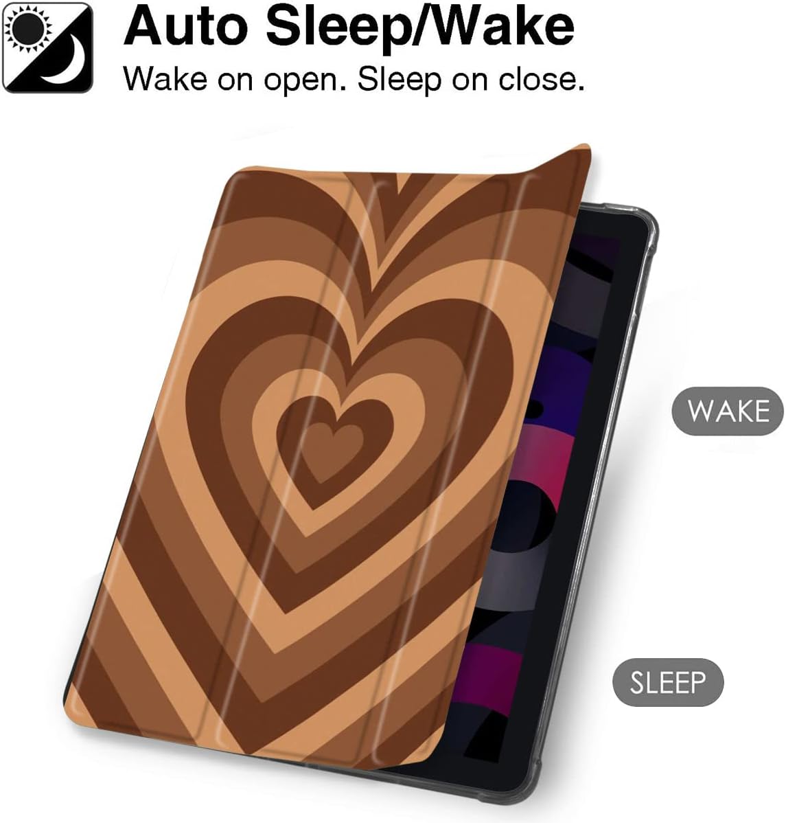 MAYCARI Aesthetic Love Heart Case for iPad mini 6, 2021 8.3 inch Case with Pencil Holder, Support Auto Sleep/Wake - Image 4