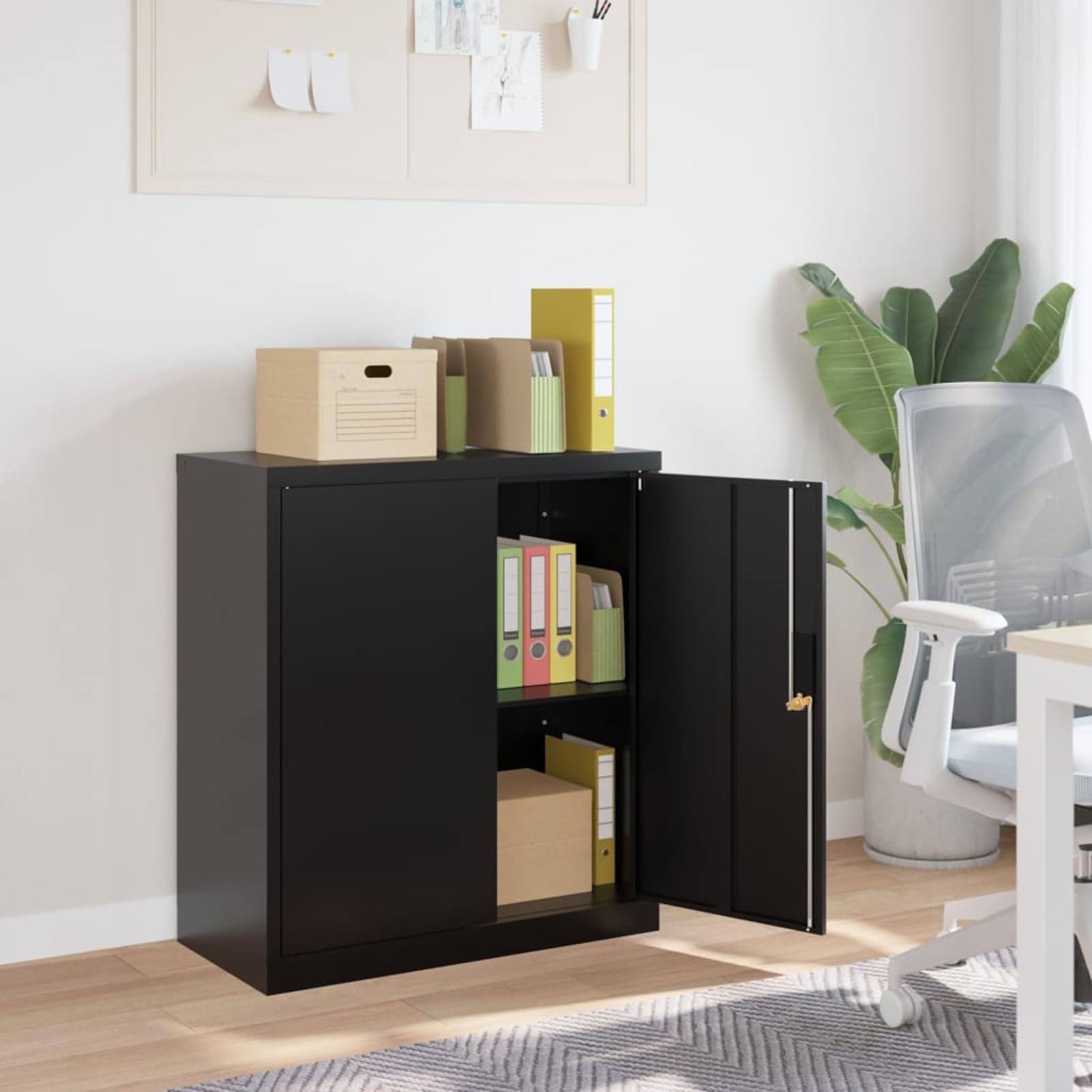 Armadio Classificatore Nero 79x40x90 cm in Acciaio,Armadi Archivio,Armadio Classificatore,Armadi da Ufficio,Schedario da Ufficio-339734