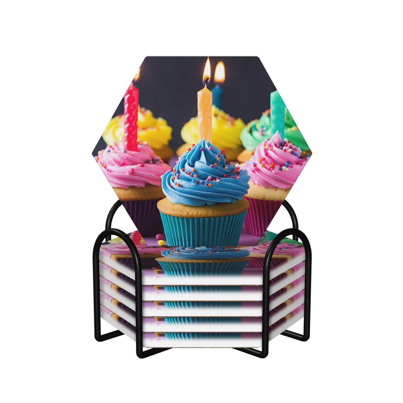 Dessous de verre céramique coloré Happy Birthday pour goûter d'enfants et anniversaires