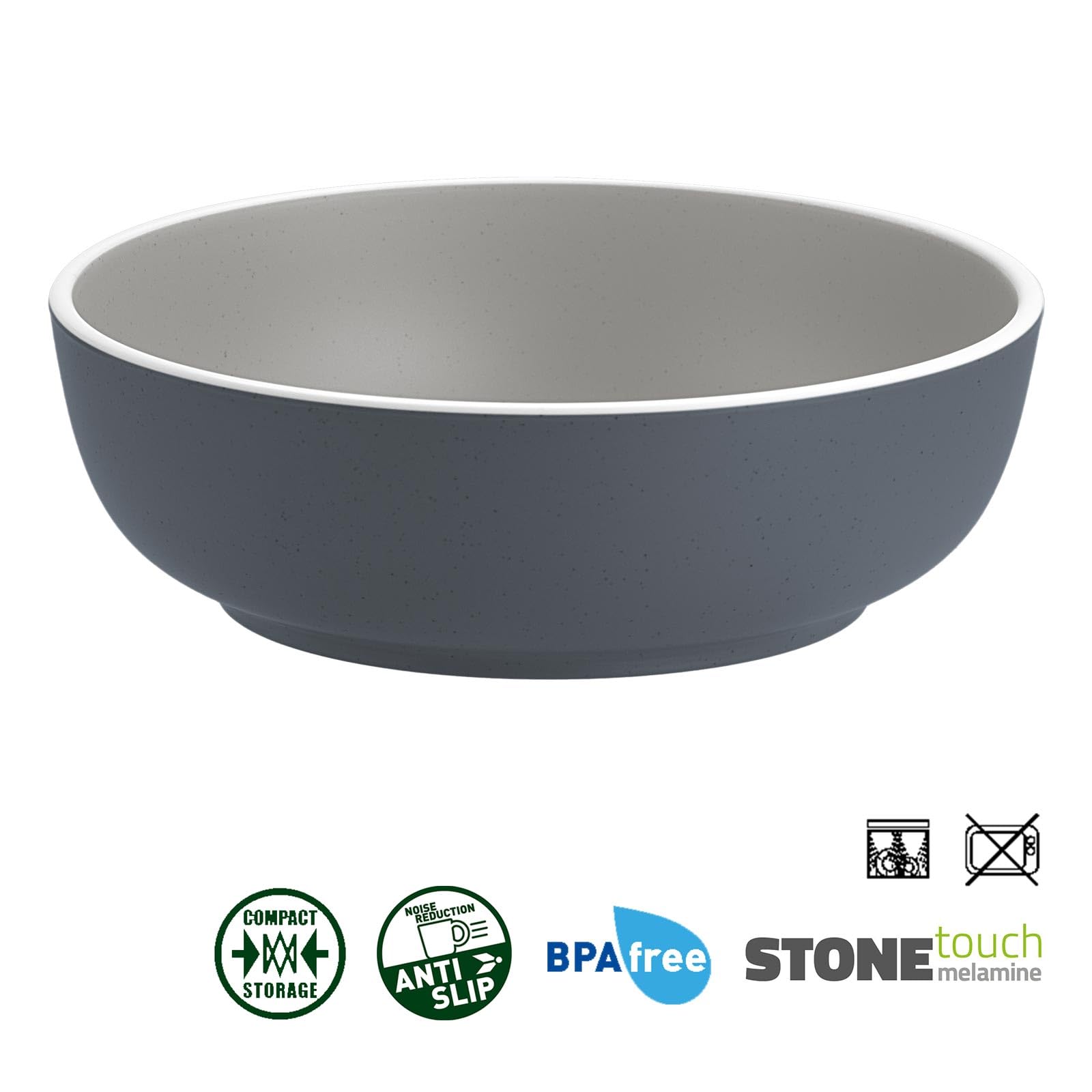 BRUNNER: Melamin Geschirr-Set Camping | 36-tlg - Teller, Becher, Besteck, Gläser für 2-4 Personen | TRILOGY GREY All Inclusive - Kratzfest, Hochwertig+edel | Steingutoptik + Porzellanhaptik | AntiSlip