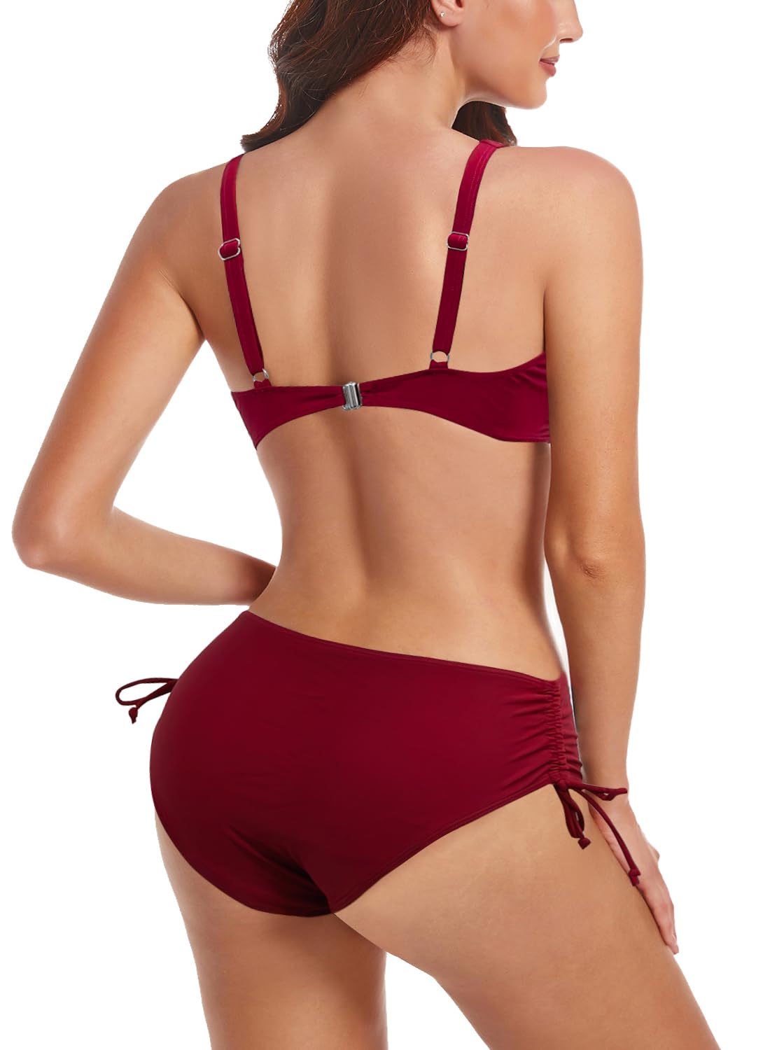 JFAN Traje De Baño Mujer Dos Piezas con CordóN Bikinis Mujer Push Up Conjunto De Bikini De Flores CláSicas
