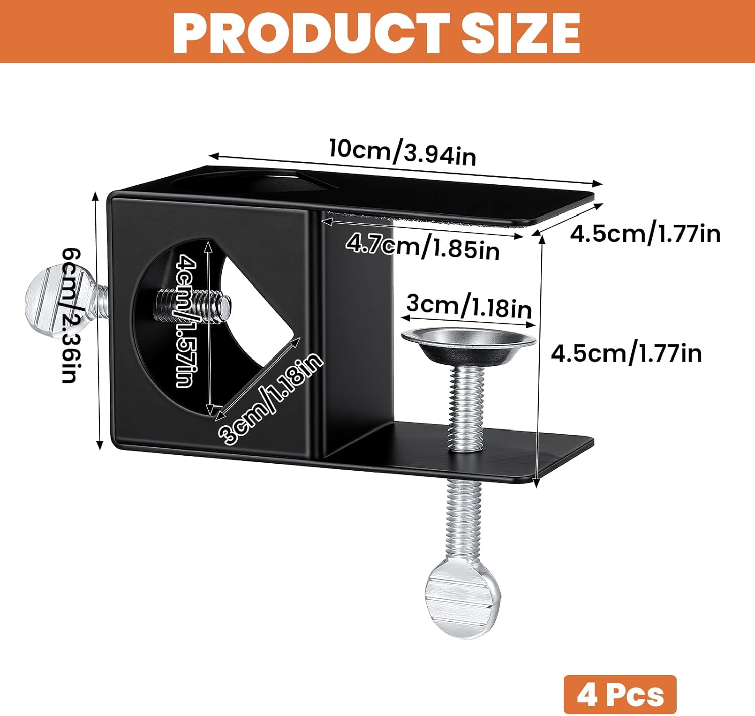 Set of 4 Deck Torch Clamp Outdoor Universal Tiki Torches Bracket Stands Deck Railing Pole Clamps Metal Adjustable Torchs Holder Compatible with Mounting Bracket Poles on Porch Table Bannisteror Fence