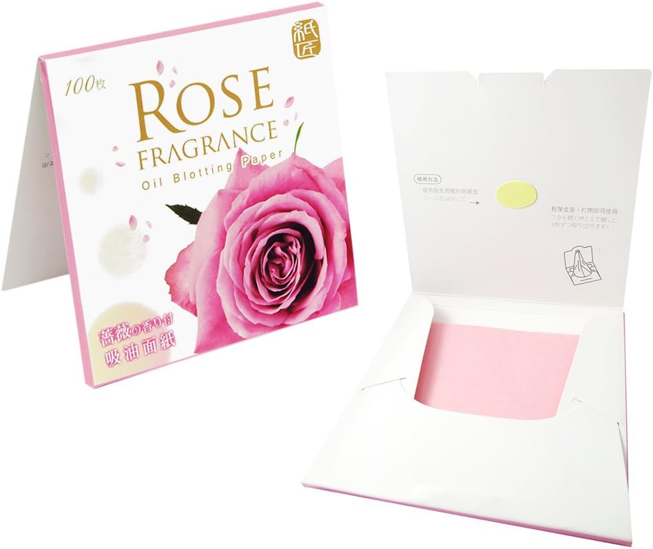 Oil Control Blotting Paper - Natural Rose Essence - 7.8cm x 7.2cm, pack 100 sheets (X3 pack)