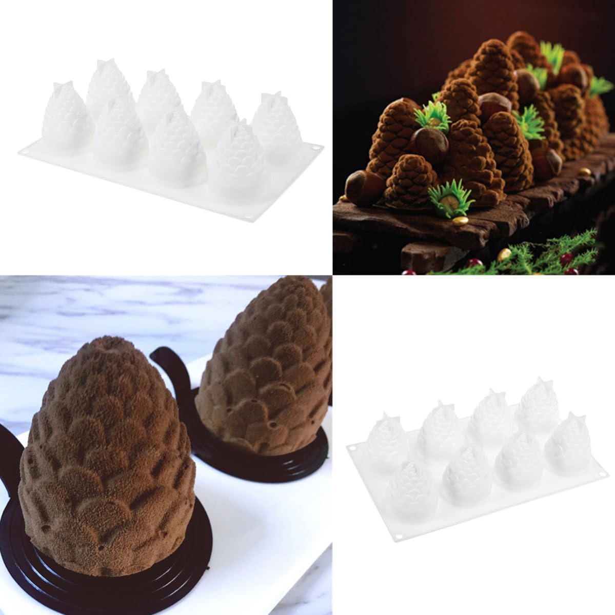 Pine Cone Silicone Cake Mold 8 Cavity for Mousse and Ice Cream