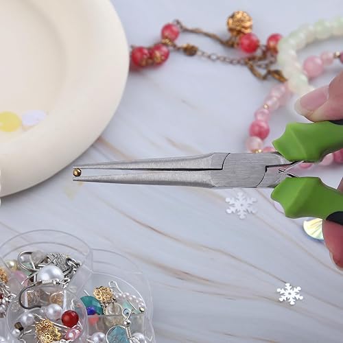 Vista 3 de SPEEDWOX Mini alicates de punta de aguja de 6 pulgadas para hacer joyas, mandíbulas suaves, alicates finos extra largos, herramienta profesional