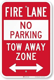 SmartSign 18 x 12 inch “Fire Lane - No Parking, Tow Away Zone†Sign, 63 mil Aluminum, 3M Laminated Engineer Grade Reflective Material, Red and White