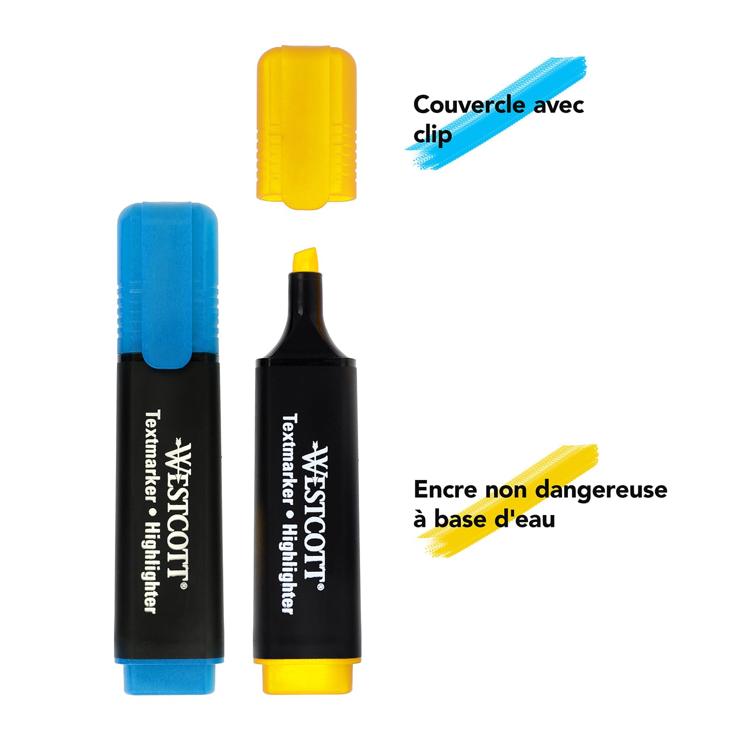 Westcott Marqueurs de table 20 pièces en néon et pastel | Lot de 20 marqueurs surlignants avec système d'organisation | Épaisseur de trait 2-5 mm | Encre premium fabriquée en Allemagne | E-744250 00