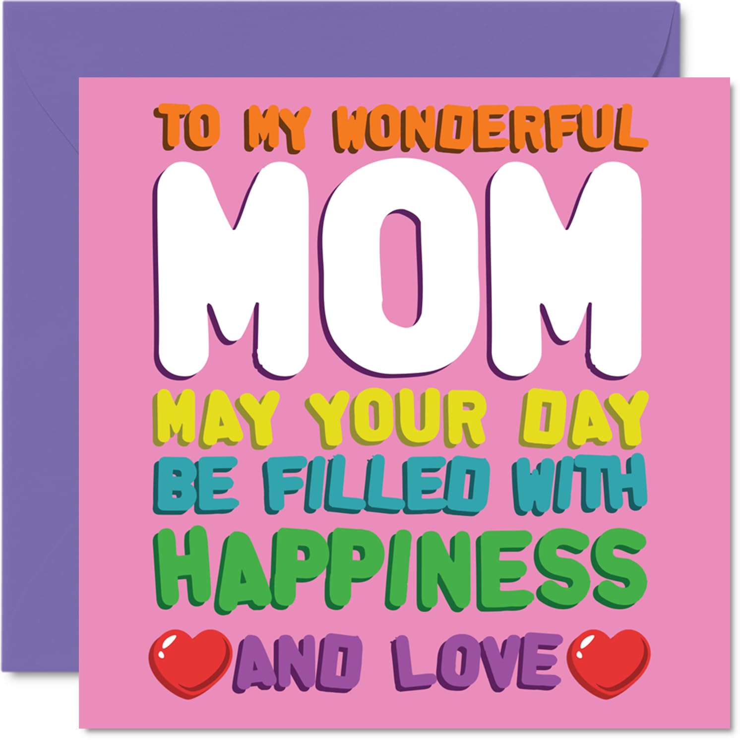 Mom Birthday Card - Happiness And Love - Happy Birthday Card for Mom from Son Daughter, 145mm Happiness And Love Mother's Day Greeting Cards