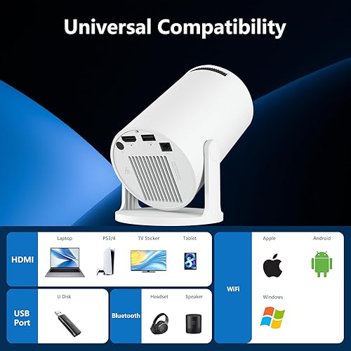 Miniatura 9 de JREN Mini proyector Android portátil con WiFi y Bluetooth, proyector inteligente con Keystone automático, proyector de películas al aire libre para