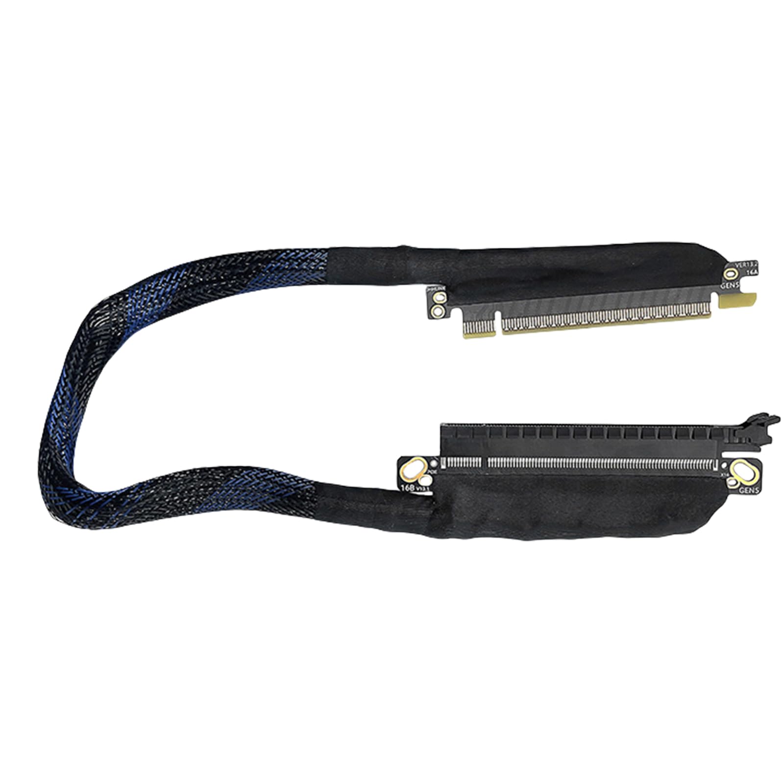 Jazuaiao Loss PCIe5.0 X16 Left Exit GPU Extension Cord 180 Degree Turn Design with Abrasion Resistant Meshes Harness Risers