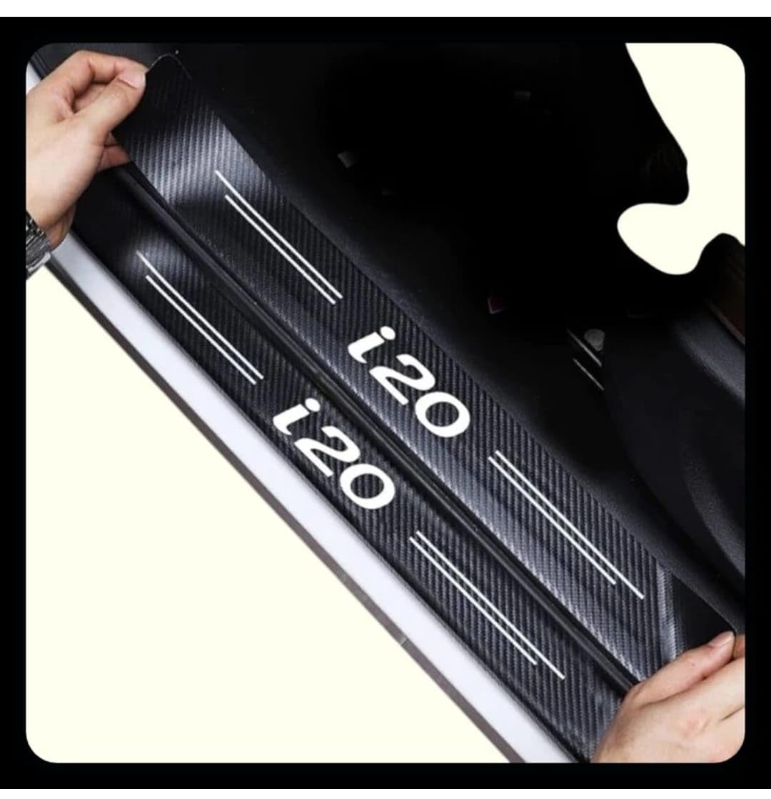 Car Door Sill Protectors for I-20 4 Pcs Reflective Carbon Fiber Vinyl Threshold Sticker Decorative Car Door Scuff Plate Anti-Scratch Anti-Dirty Waterproof.-image-32