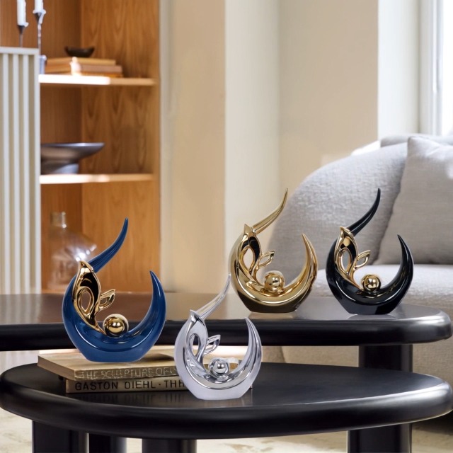 Estatuas Decorativas de Cerámica Naranja Juego 2 Pzas miniatura 7