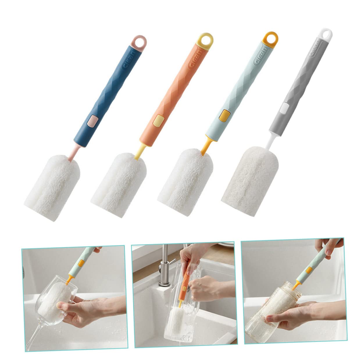 ibasenice 8piezas Escobilla para Biberones De Mango Limpiador Multifuncional para Botellas y Vasos Diseño Desmontable y Ligero para Uso Cocina y Viajes