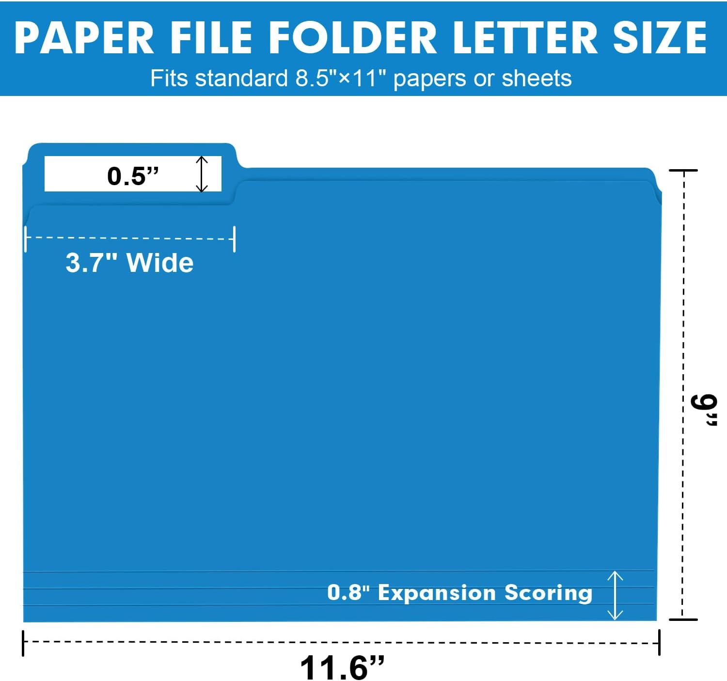 File Folder, RAZCC Colored File Folders, 1/3 Cut Tab File Folder Letter Size, Filing Folders with Tabs for Office School Business Use, Assorted 10 Colors (100 Pack)