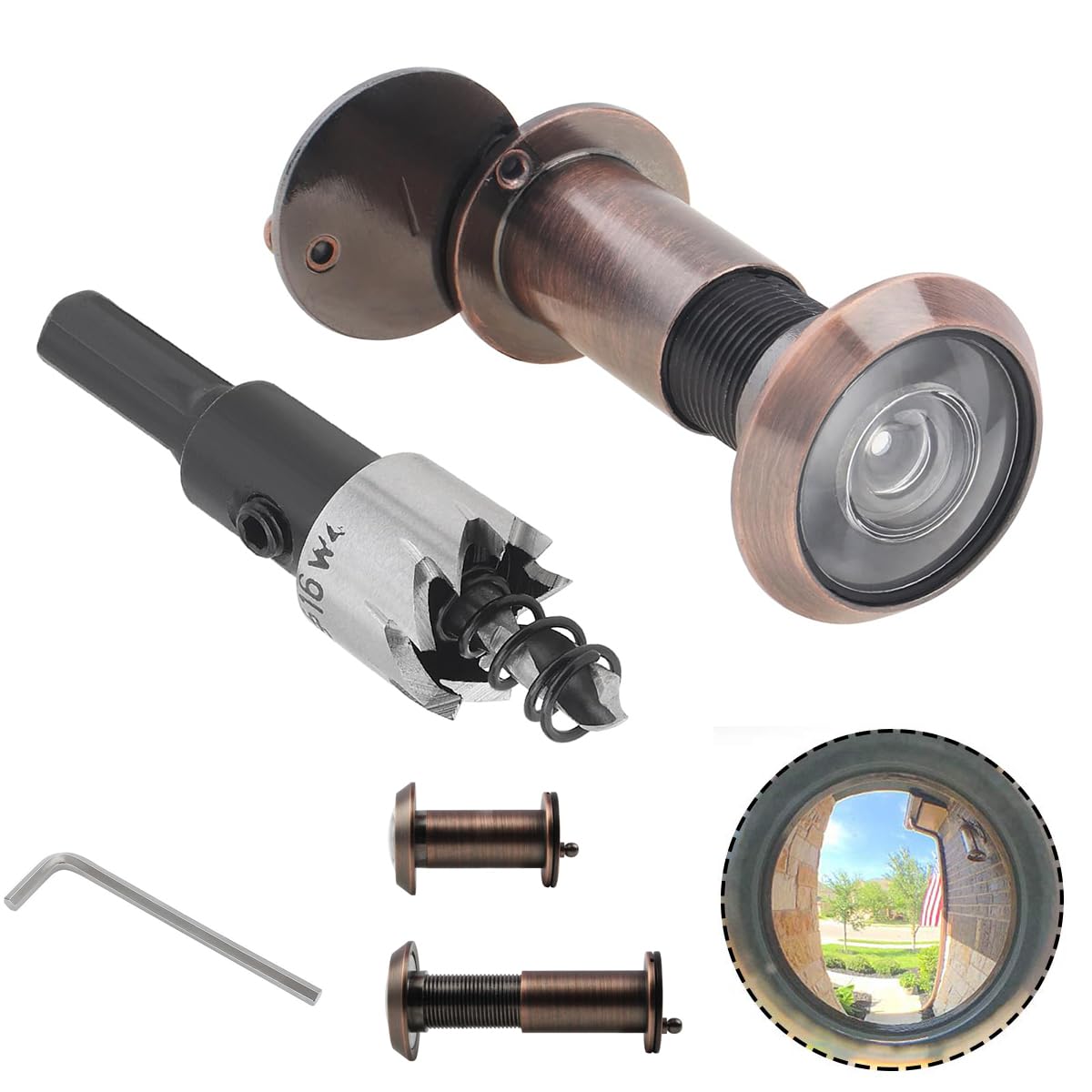 Supvox® Door Peephole 180 Degree Wide Angle Door Eye Viewer Brushed Brass Door Eye Viewer with Privacy Cover Universal Door Scope for Door 35-60mm Thickness, with One Hole Saw Bit (B0D3TKN7R8) Amazon Price History, Amazon Price Tracker