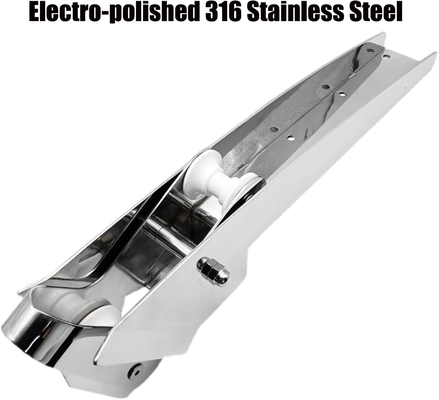 RQG Bow Anchor Roller, 16.5” 316 Stainless Steel Hinged Self-Launching Boat Bow Anchor Roller with Pivoting Dual-Roller for Marine Boat Yacht Kayak Anchoring System