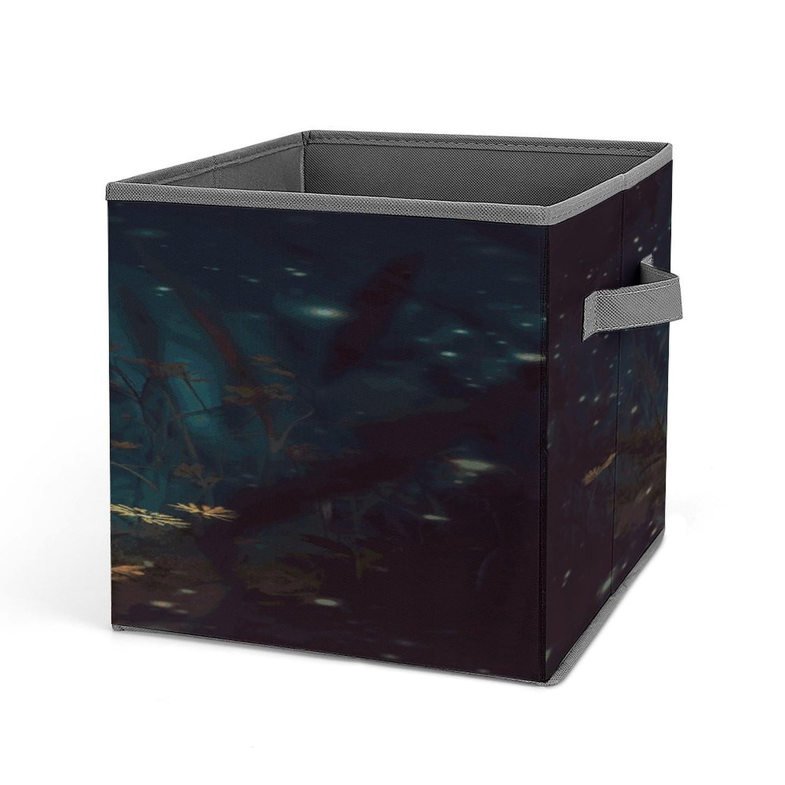 Fodpand Style Fireflies And Lantern Storage Cubes Foldable Decorative Fabric, Storage Bins Baskets With Handles, Closet Organizers And Storage For Home, Office,Closet, Clothes