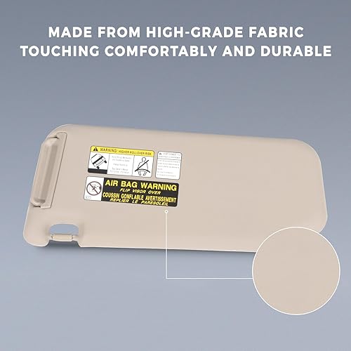 Miniatura 3 de SCITOO Conjunto de visera solar para el lado derecho del pasajero beige 74320-42501-A1 con luz blanca para placa de matrícula compatible con Toyota