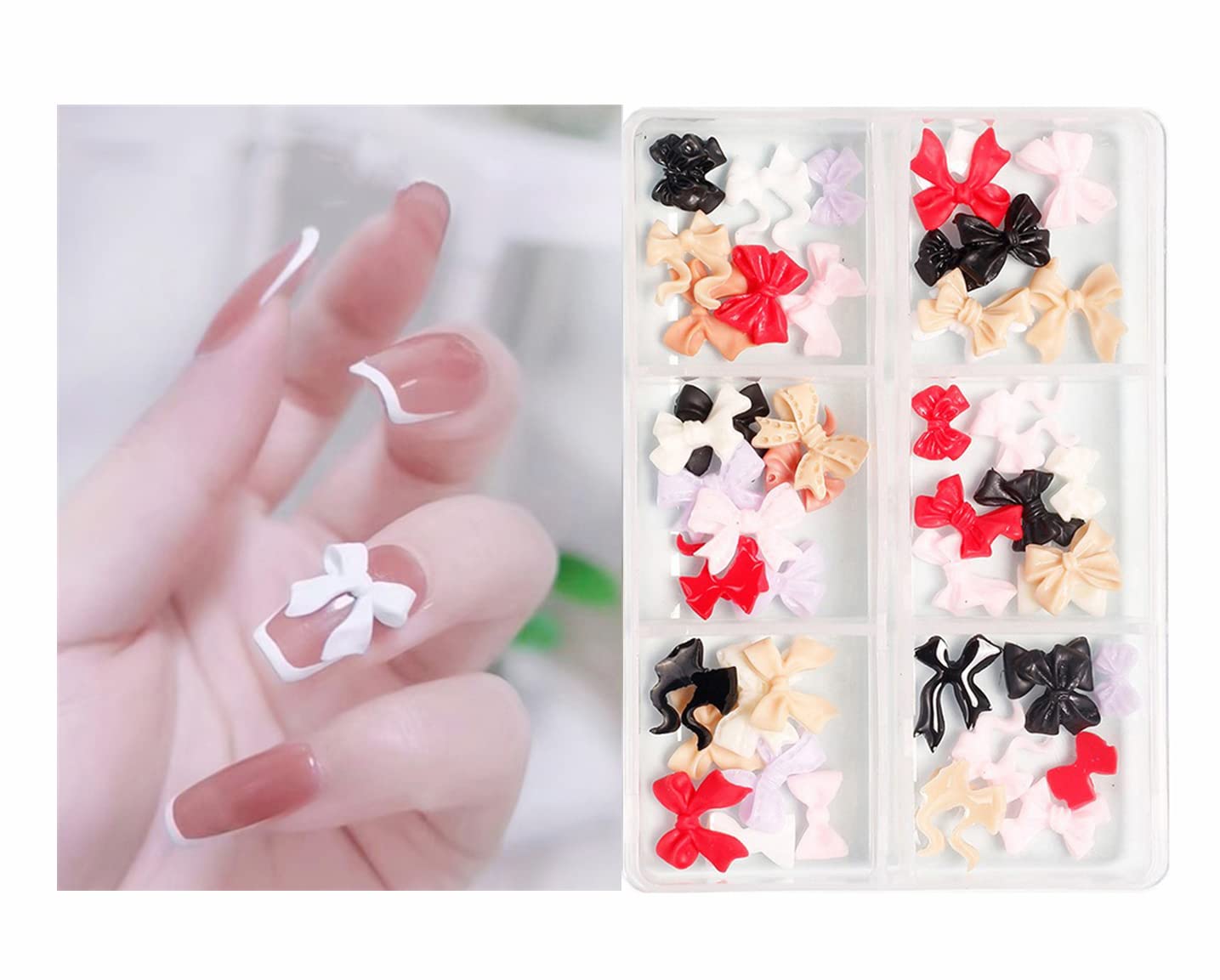 S.A.V.I 3D Bow Nail Art Decorations, 6 Mixed Colors, Nail Accessories, DIY Manicure Jewelry
