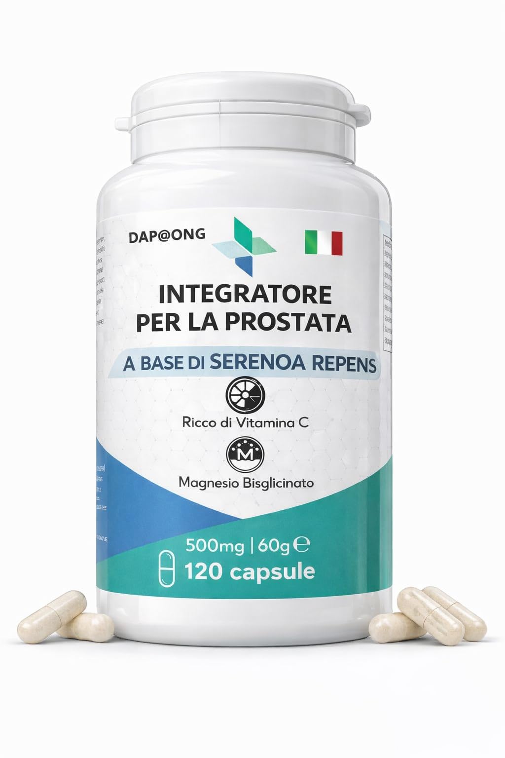 Integratore Prostata Uomo *a basse di SERENOA REPENS*(Saw Palmetto)* Epilobio* Orthosiphon* Zinco* Selenio* Magnesio Bisglicinato*Vitamina C e D3* 120 Capsule* Formula Potente con 8 Estratti Naturale