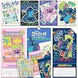 Stitch Calendar 2026 - Deluxe Disney Lilo & Stitch Mini Poster Calendar Bundle with 100+ Reminder Stickers | Experiment 626 Office Supplies