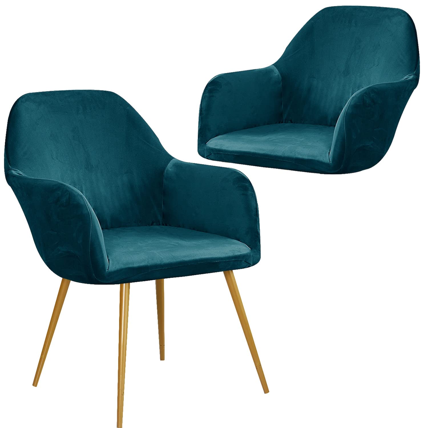 AQIGR Set of 1/2/4/6 Velvet Dining Chair Covers Slipcovers with Wingback Arms, Stretch Office Chair Slipcovers Moderne Curved Dining Chair Protector Covers, for Bar Party Armchair