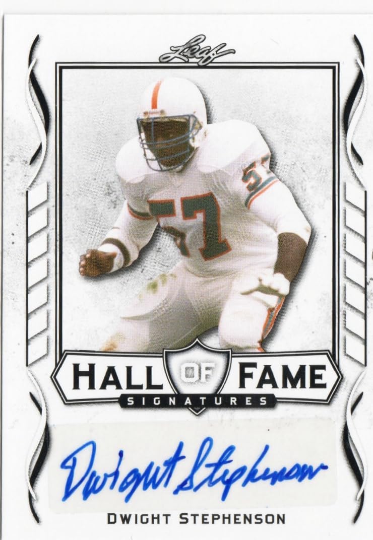 Dwight Stephenson Autographed Hall of Fame Signaures Special Insert Collectible Football Card - 2021 Leaf Football Card #HOF-DSI (Dolphins)