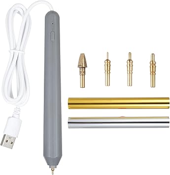 قلم ختم ساخن ، مجموعة أقلام فويل ساخنة ساخنة ، قلم فويل حراري USB لمجموعات أدوات سكرابوكينغ الذهب والفضة لفائف الساخنة لصنع بطاقة سكرابوكينغ رسم القلم مع كابل USB DC5V