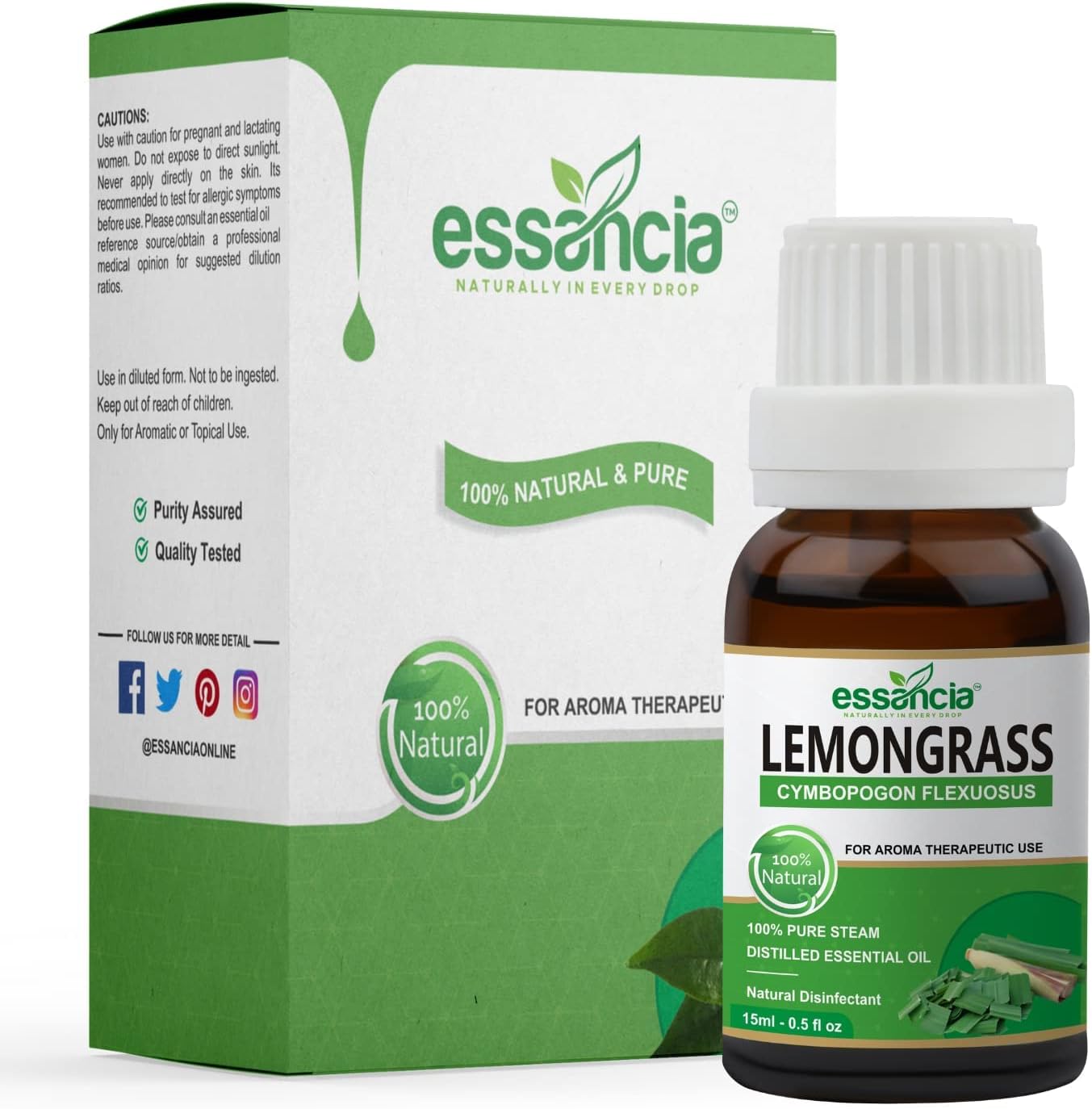 Lemongrass Essential Oil For Hair Growth,Skin,Reeds,Floor Cleaning,Home Fragrance,Soap Making,Aromatherapy,Natural,Undiluted,Therapeutic Grade Essential Oil (15Ml)