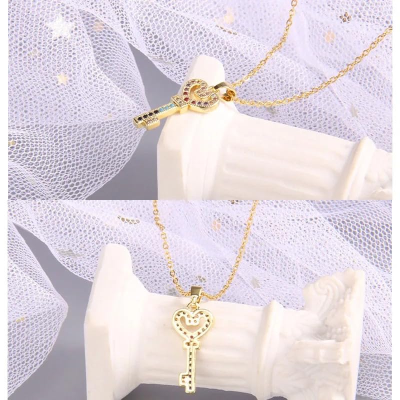 Collier pendentif clé cœur argent 925 véritable d'exception - 2