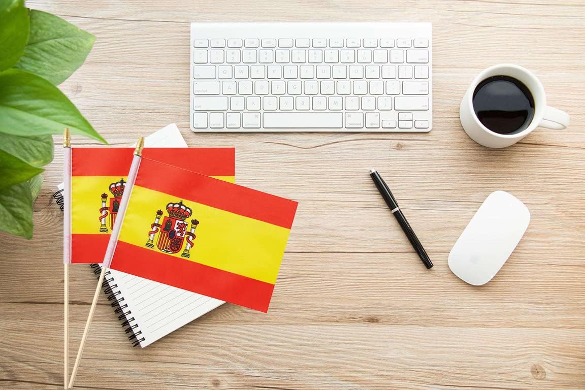25Pack Small Spain Flag Handheld Mini Spanish Flag on Stick 5x8 Inch - Image 3