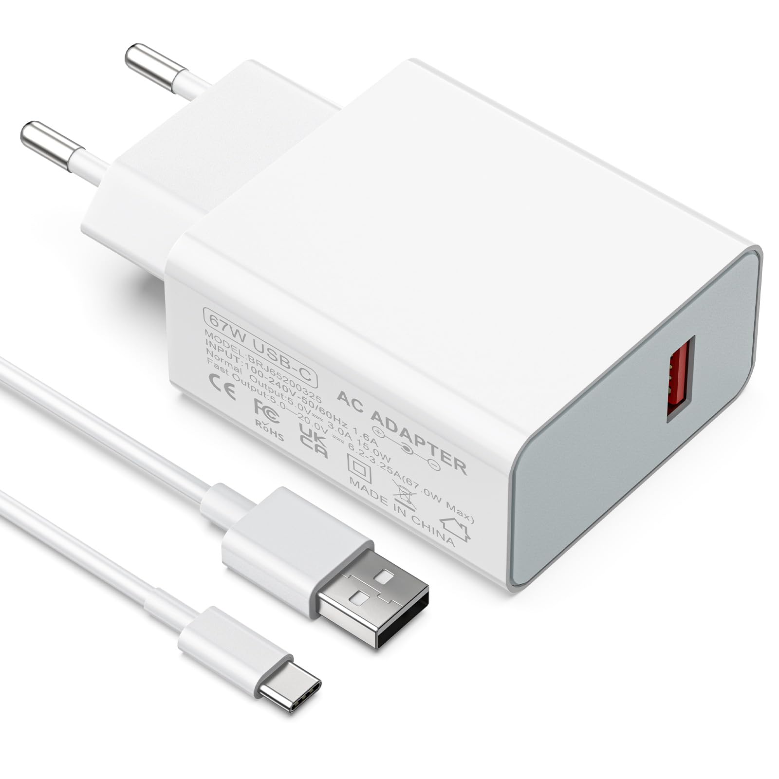 67W Caricatore Rapido Adattatore USB per Xiaomi,Caricatore Caricatore Turbo con Cavo USB C 1.5m per Xiaomi Redmi 15/14/13T/ 13/ 12S Ultra/ 13 Lite/ 12X/ 11T,Note 13Pro/12Pro/11Pro,11S 11 Ultra