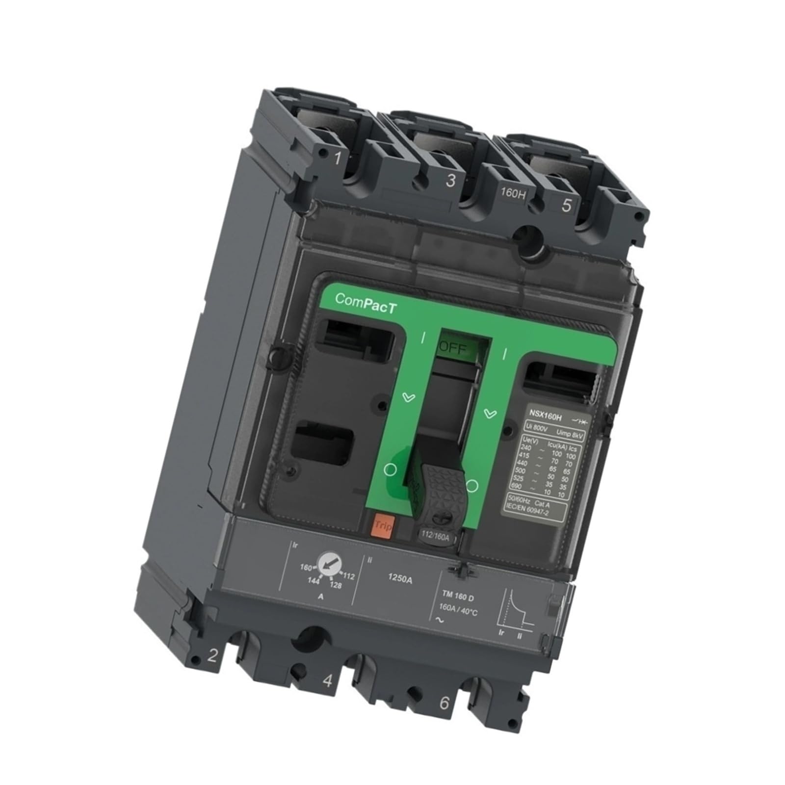 Disjoncteur boîtier moulé NSX160 TMD 100A 4P H 70KA contre les pannes et courts-circuits