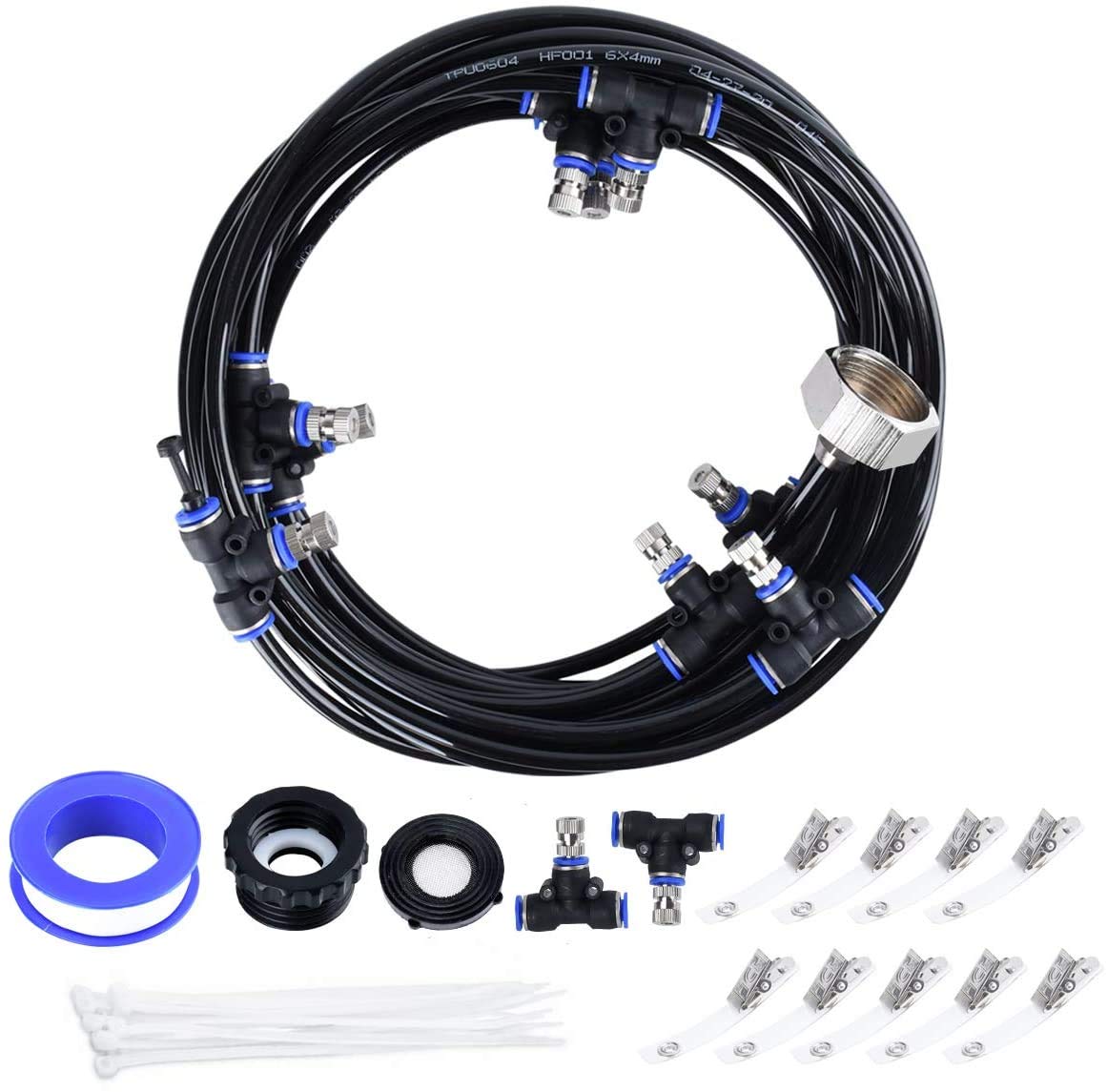 Hydrogarden Kit Nebulizador Terraza, 18M Boquilla Kit de Riego Automático Sistema de Nebulización Refrigeración con Manguera Duradera y Boquillas Extraíbles para Jardín Terraza Invernadero
