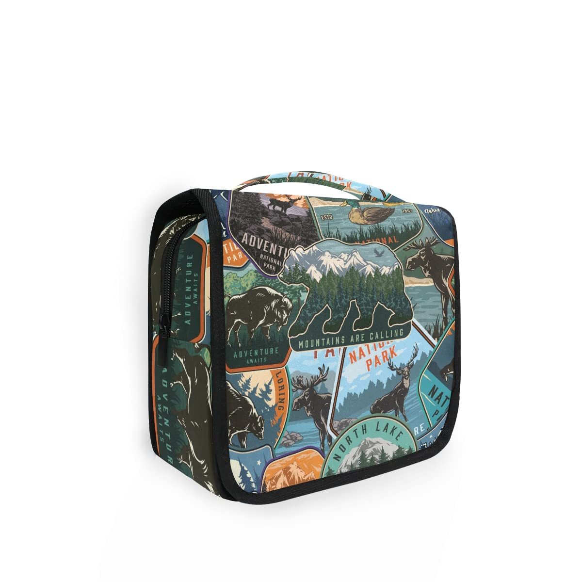 HUSSRITY Toiletry Bag National Park Symbol Patch Hanging Travel Toiletry Bag Dopp Kit Shaving Bag Toiletry Organizer Makeup Cosmetic Bag For Women Men