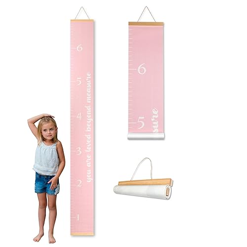 Morxy Tabla de crecimiento de lienzo para niños decoración de pared unisex para habitación de niños cinta de pared gris con tabla de altura para