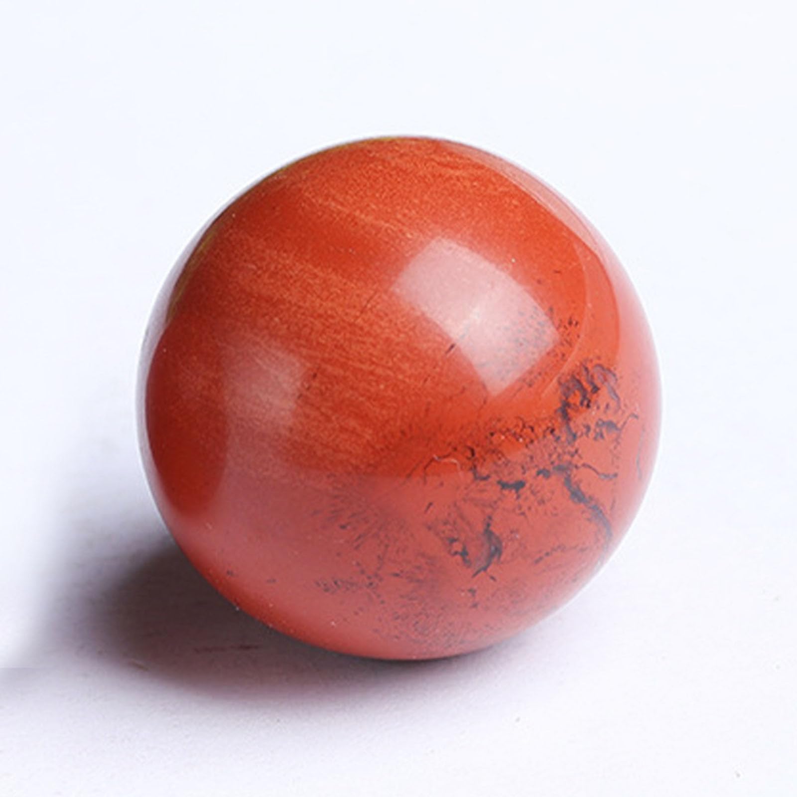 AARTERZZA Red Jasper Ball, Polished Crystal Stone Sphere, Properties Quartz Orb with Wooden Stand Feng Shui Aura Home Desk Decor,65mm