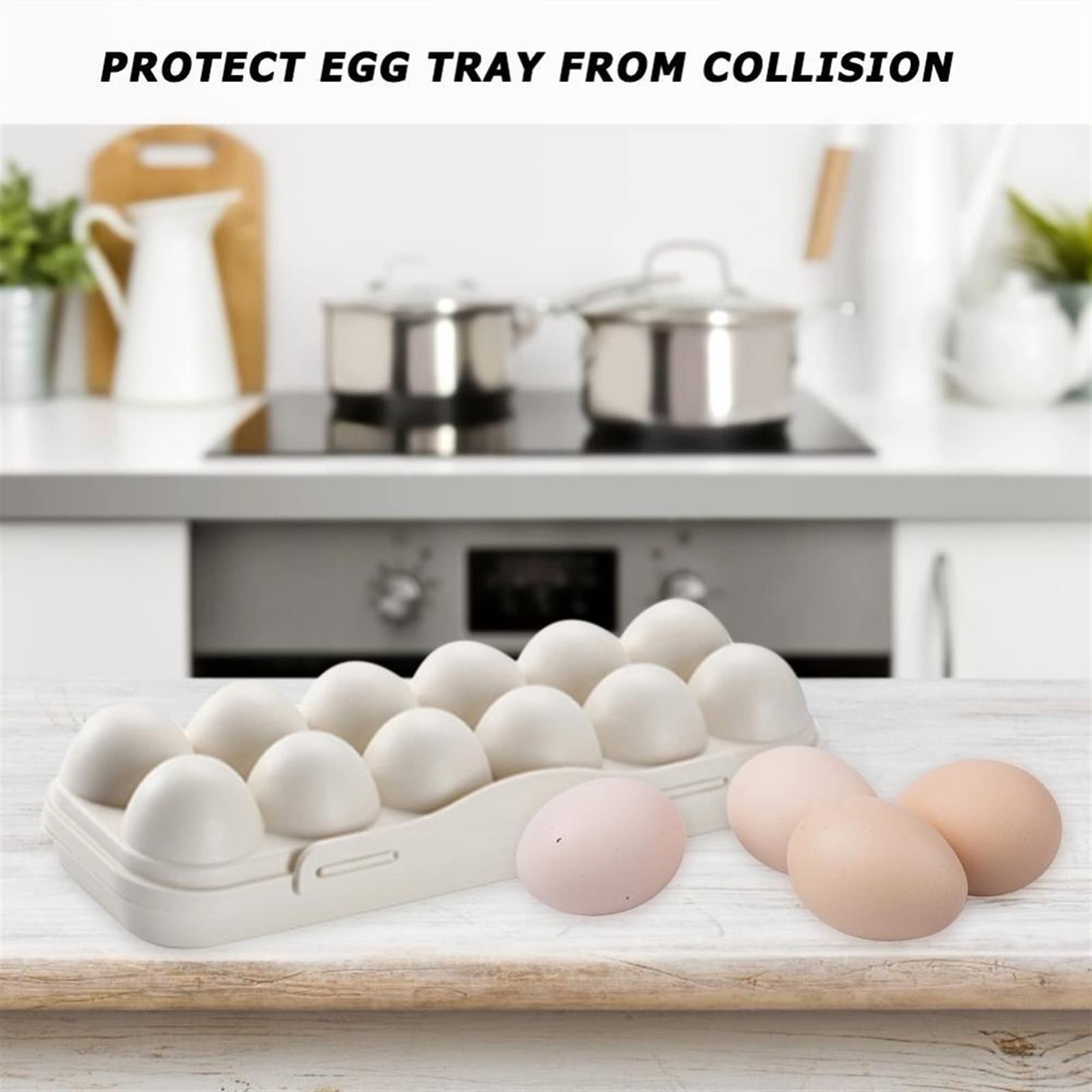 Cubo de Huevos para refrigerador, Soporte para Bandeja de Huevos de 12 Rejillas, Caja de Almacenamiento de Huevos, contenedor de Almacenamiento de refrigerador para Huevos, Almacenamiento en el hogar