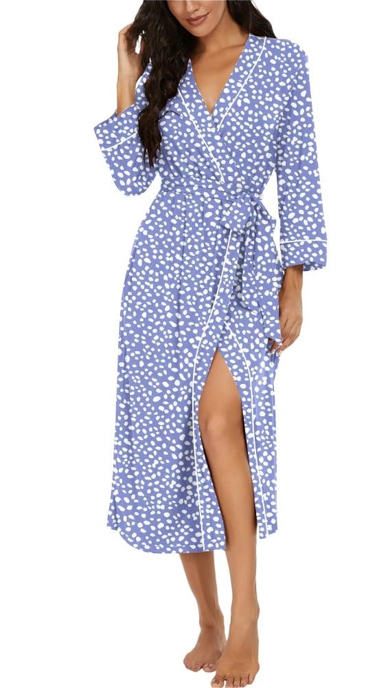 PrinStory Women Dressing Gowns Causal Kimono Robes Long Bathrobe Soft Womens 3/4 Sleeve Ladies Loungewear — view 35