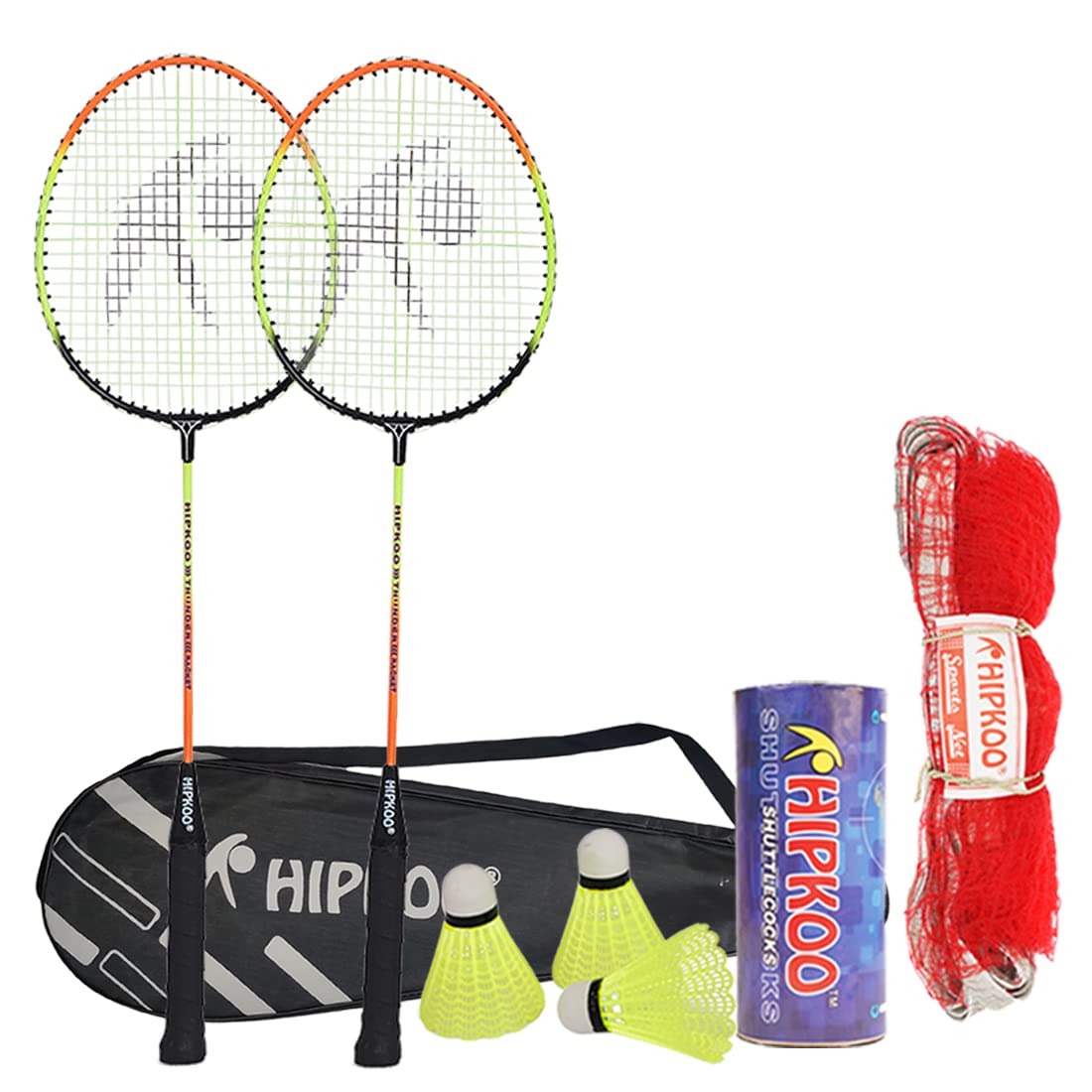 Hipkoo Sports HR 16 Aluminum Badminton Complete Racquets Set | 2 Wide Body Racket, 3 Plastic Shuttlecocks and Net | Ideal for Beginner | Lightweight & Sturdy (Orange) (B0BTYJJQC3) Amazon Price History, Amazon Price Tracker