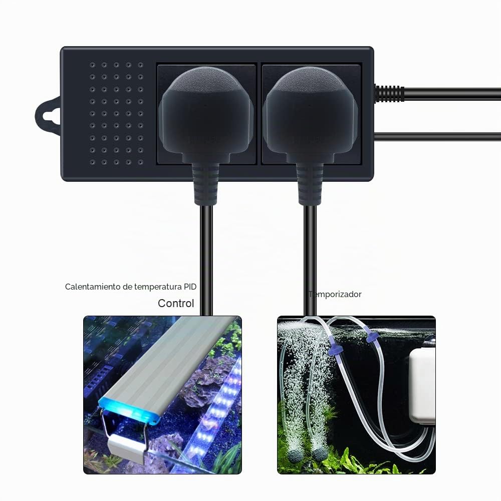 KETOTEK PID Atenuación Termostato Enchufe Controlador de Temperatura con Dia Noche Temporizador Digital Termostato con Sonda para Acuario Lámpara de Calor Invernadero Reptiles