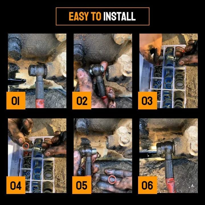 Six-step visual guide for installing an O-ring in a mechanical connection
