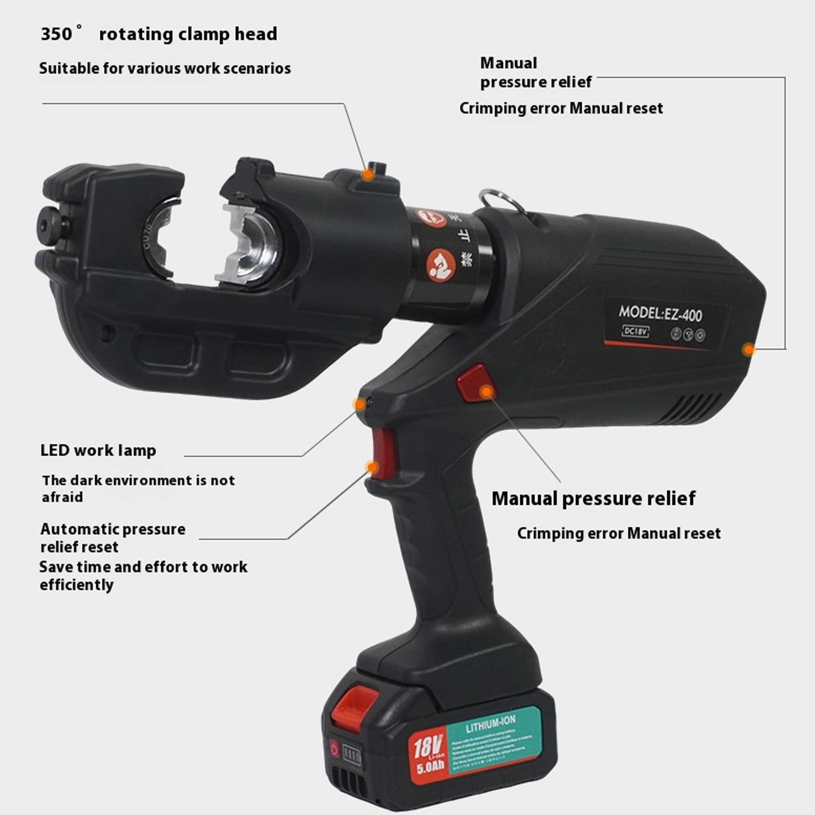 Pinza Crimpatrice Idraulica Ricaricabile Pinza Idraulica Ricaricabile, Pinza Crimpatrice Idraulica Elettrica Pinza Crimpatrice For Filo Alimentata A Batteria 18v Idraulica Crimpatrice (2)