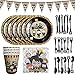 PAIDJSA Juego de vajilla para fiesta de cumpleaños, 41 piezas, tazas y platos de papel, toallas de papel, banderas, cuchillas, tenedores, cucharas, decoración para fiestas de cumpleaños, suministros
