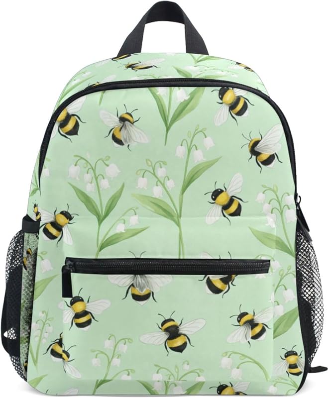 Kid Backpack Bee Mint Green Aniamal Toddler School Book Bag | School Bag Preschool Kindergarten Elementary, Mini Backpack, Travel Bags for Girls Boys, Bookbag for School Student 3-8