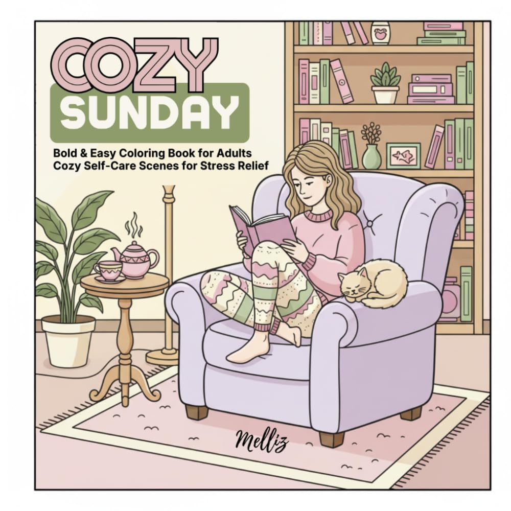 Cozy Sunday: A Bold and Easy Coloring Book for Adults and Teens Featuring Slow Morning Scenes, Cozy Self-Care Moments, and Simple Relaxing Designs for Stress Relief